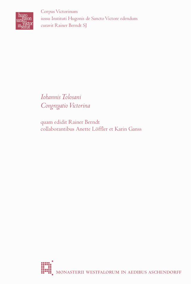 Cover: Iohannis Tolosani – Congregatio Victorina