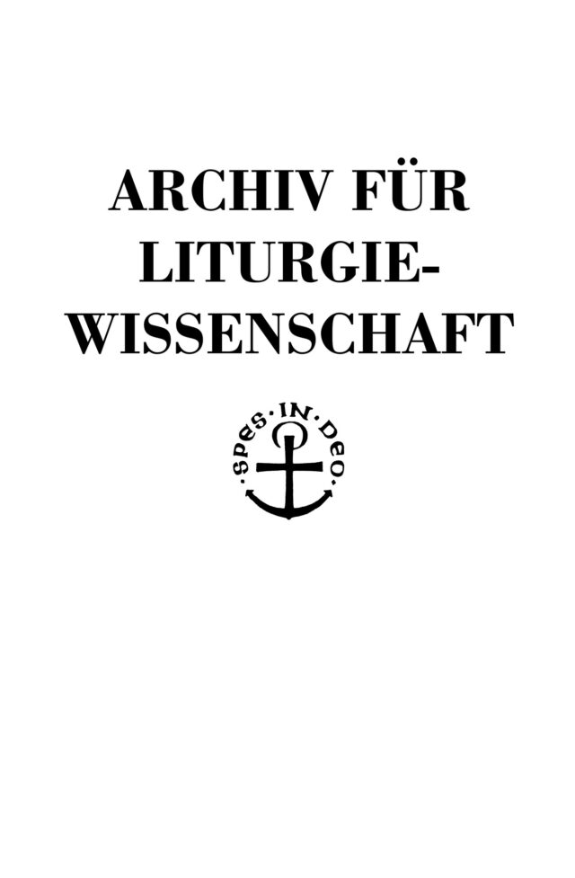 Cover: Archiv für Liturgiewissenschaft