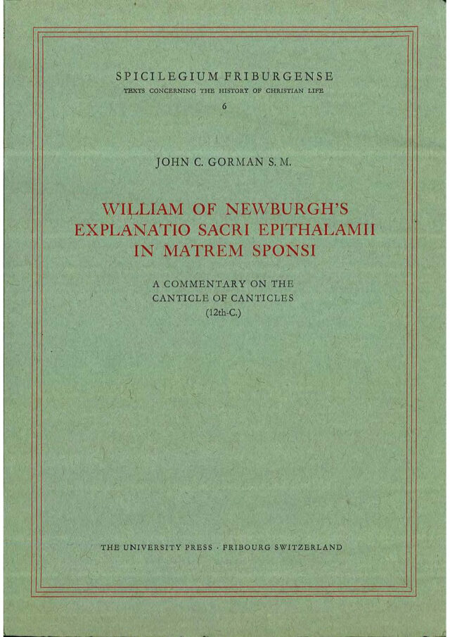 Cover: William of Newburgh’s Explanatio Sacri Epithalamii in matrem sponsi